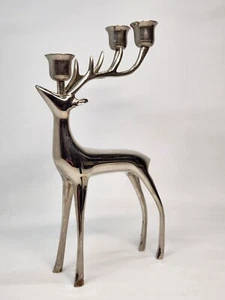 Vtg Pottery Barn Reindeer Candle Holder 10" Tall Stag Candelabra 3 Candles MCM - Picture 1 of 9