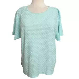 Sag Harbor Blouse Sz 2X Light Blue Short Sleeve Shirt Textured Stretch - Picture 1 of 11