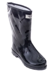 Stivali da pioggia scarpe donna taglia 5 neri impermeabili gomma fodera trapuntata slip on - Foto 1 di 4