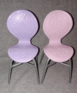Mattel Barbie Doll Furniture DESK or DINING ROOM CHAIRS Set Of 2 Purple/pink - Picture 1 of 7