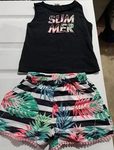 Girls Shein 2 Piece Summer Outfit Shorts/tank Size Large Black/floral - Picture 1 of 4