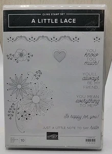 Stampin Up Little Lace Stamp Set And Dies Bundle EUC Flower Heart #149364 - Picture 1 of 4