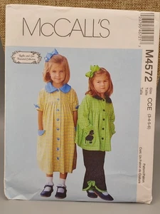 Y2K McCall's Sewing Pattern M4572 Girls Dress Size 3,4,5,6 Uncut NOS 2004 - Picture 1 of 3
