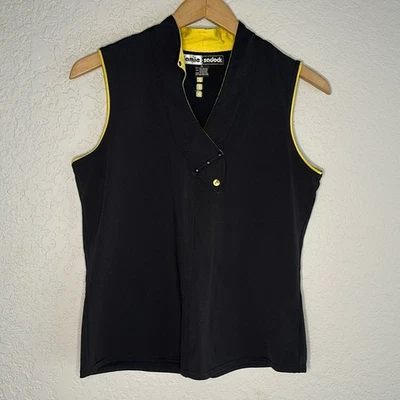 Top de golf Jamie Sadock negro sin mangas amarillo atlético ocio deportivo preparación Foto 1 de 4