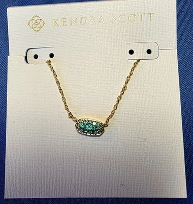Kendra Scott Grayson Crystal Pendant Necklace in Gold Emerald Green Crystal- NEW - Image 1 of 3