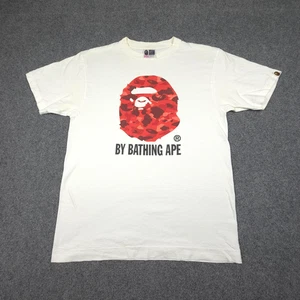 A Bathing Ape Shirt Mens MEDIUM White Short Sleeve AAPE UNVS T Shirt Size M - Picture 1 of 8