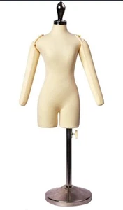 Half Scale Female Dress Form with Arms – 1/2 Size Miniature Tailor Dummy - Picture 1 of 4