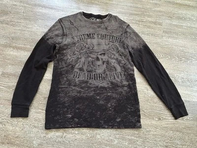 Y2K Xtreme Couture x Affliction AOP Estampado de Calavera Waffle Térmico Muerto o Vivo XL Foto 1 de 4