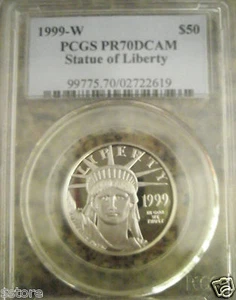 1999 $50 1/2 Oz. PCGS PR70DCAM PLATINUM LIBERTY COIN - Picture 1 of 7