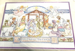 Bucilla Krippe 14" x 10" gezählt Kreuzstich Kit mit Elfenbein Aida Multicolor T - Bild 1 von 5