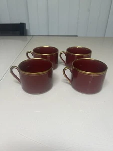 Gray Gold Fitz And Floyd Pavilion Tea Cup Fine Porcelain Japan FF 293 Burgundy - Picture 1 of 18