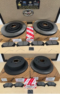 2014-2019 TOYOTA HIGHLANDER FRONT & REAR BRAKE ROTORS & TCMC PADS OEM GENUINE - Image 1 of 4
