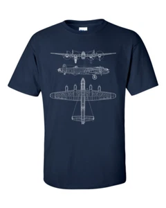 Lancaster Bomber Technical Drawing Blueprint Aircraft RAF WW2 T-Shirt - Picture 1 of 6