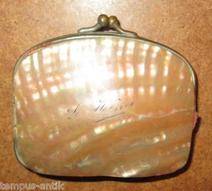 LE HAVRE ENGRAVED MOTHER-OF-PEARL COIN PURSE  - Picture 1 of 4