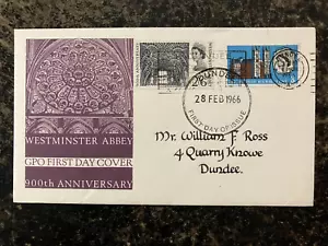 Großbritannien 1966 - 900 Jahre Westminster Abbey FDC mit Briefmarkensatz Dundee - Bild 1 von 1