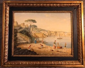 Gemälde Öl auf Holz Italienische Schule 19. JH Original mit Signatur - Bild 1 von 8