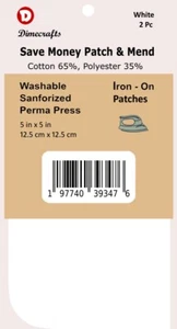 2 Iron-On Repair Canvas Fabric Patches 5 x 5 Inch Compare to Bondex - White - Picture 1 of 6