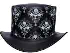 Top Hat Victorian Gothic Leather Black Top Hat Steampunk Biker Hallowen Headwear