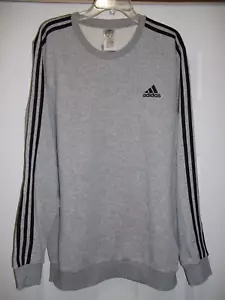 Adidas Herren Fleece Sweatshirt grau 3 schwarze Streifen Gr. XLT XLarge Tall Neu mit Etikett - Bild 1 von 6