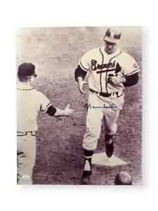 Warren Spahn Signed Autograph 16X20 Photo Braves Touching Home Plate JSA AW17698 - Picture 1 of 4