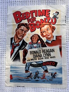 Bedtime For Bonzo Ronald Reagan Wesco-Reltex MOVIE POSTER 1982 Fabric - Picture 1 of 5