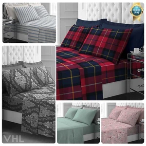 100% Brushed Cotton Flannel Sheet Set 1x Fitted Sheet 1x Flat Sheet & Pillowcase - Picture 1 of 37