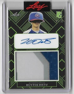 HUNTER DIETZ 2022 Leaf Perfect Game JUMBO LOGO PATCH Auto BIG HAT Autograph /10 - Picture 1 of 2