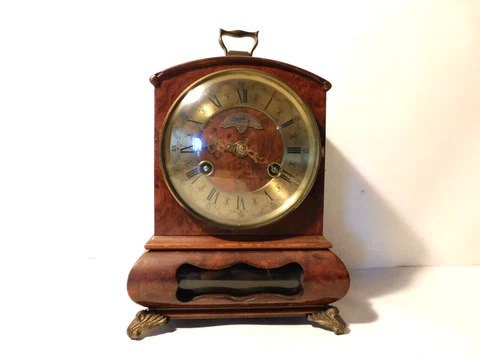 vintage Wuba Warmink chiming pendulum mantle clock with key, working Cover