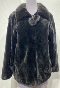 mink section sheared jacket black bomber (99108) - Picture 1 of 3