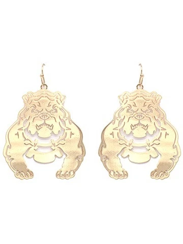 New Georgia Bulldogs Women's Gold Dog Shaped Earrings, NCAA Cover
