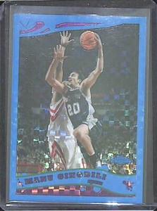2005-06 Topps Chrome Blue Xfractor #42 Manu Ginobili No 10 of 90