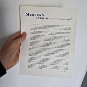 novembre 1957 MECCANO MAGAZINE PREND UN NOUVEAU DEPART lettre aux professionnels