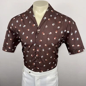 Vtg 60s 70s Spire Shirt Mens Disco Saturday Night Fever Rat Pack Las Vegas LARGE - Picture 1 of 12