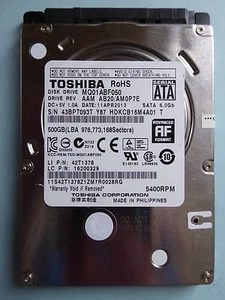 Toshiba MQ01ABF050 | AAM AB20 AM0P7E | 11 ABR 2013 | 500 GB - Imagen 1 de 1