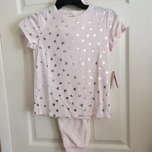 BCBG Girls Light Pink and Silver Heart Print Lounge Set Set M (10/12) Super Soft - Picture 1 of 12
