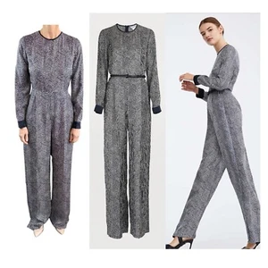 Max Mara Size 8 Aus/UK 40 IT 6 US Navy & White Alan Silk Twill Jumpsuit Designer - Picture 1 of 24