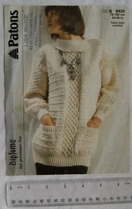 1986 Patons 8420 sweater with pockets, aran - Picture 1 of 1