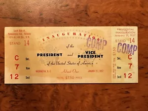 USA Presidential Inauguration 1957 EISENHOWER / NIXON ~ FULL TICKET - Picture 1 of 2