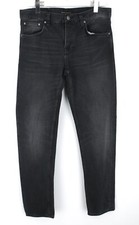 NUDIE Steady Eddie II Black Change Jeans Men's W33/L32 Regular Whiskers Faded