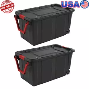 40 Gallon Lidded Storage Bins Stackable Industrial Storage Containers Tote 2 Pcs - Picture 1 of 7