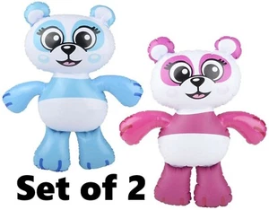 (Set of 2) Cute 24'' Pink & Blue Pandas Inflatable Blow Toy Party Decorations - Picture 1 of 2