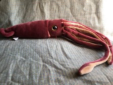 Squid by Wild Republic Stuffed Toy Plush Animal 31" Long Maroon Color EUC