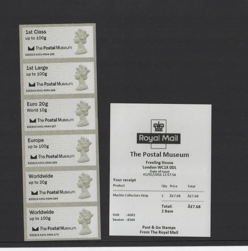 ERROR!  MACHIN MA13 POSTAL MUSEUM Collector Strip TEXT + LOGO RIGHT POST GO RARE - Image 1 of 1