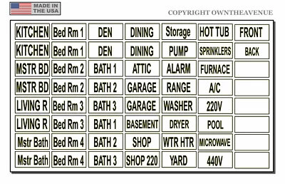 OWNTHEAVENUE Household Electrical Panel Circuit Breaker Labels Vinyl Stickers White v. 56 PCS