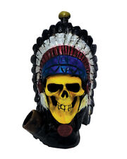 Indian Chief Skull Handmade Tobacco Smoking Hand Pipe Native American Inspired