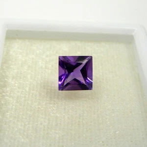 1.60 carat Square 7mm Princess Cut Deep Purple Natural Amethyst Loose Gemstone - Picture 1 of 11