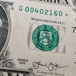 00 402160 * STAR 2017 FANCY 1$ US Bill LOW Lower SERIAL NUMBER # - Bild 1 von 9
