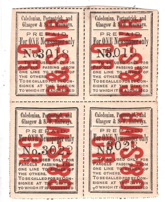 GB Scotland G&SWR/CALEDONIAN RAILWAY QV Newspaper Stamp Block{4} Mint MNH RS55 - Image 1 of 4