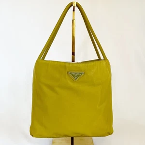 PRADA Nylon Yellow Gold Tessuto Tote Shoulder Bag COA - Picture 1 of 12