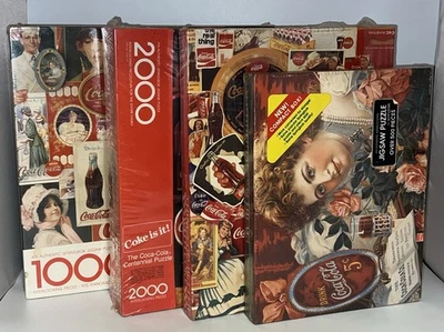 LOT of 4 Coca-Cola Jigsaw Puzzles Springbok - 2000, 1000, 500 Pieces - Image 1 of 4